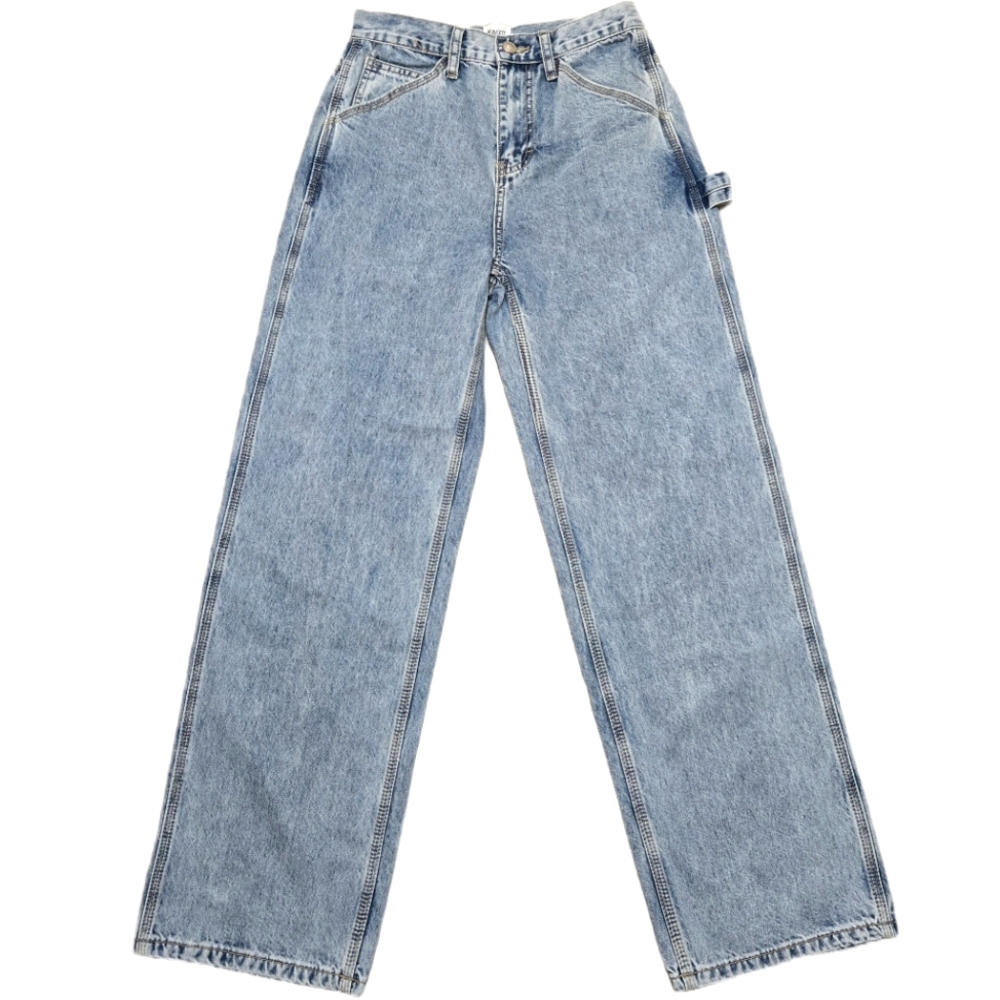 PRINCESS POLLY Alessandara Jeans Light Wash Denim High-Rise Straight Leg Size 2